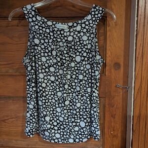 Calvin Klein Black and White Sleeveless Tank Top with Ditsy Print